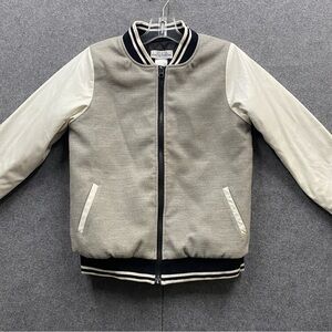 Chasing Fireflies Boys 12 Varsity Jacket Letterman Bomber Grey White Kids Coat